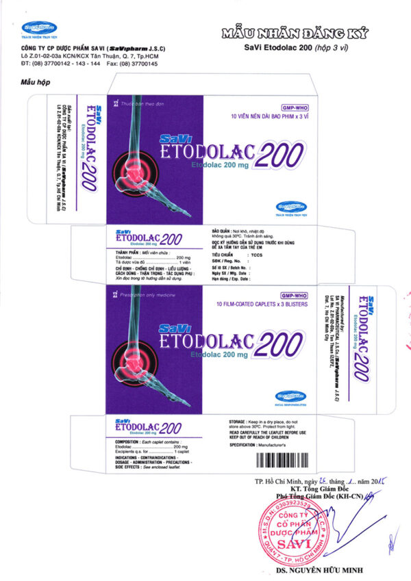 Thuốc Savi Etodolac 200mg (Hộp 30 viên) – Công dụng, Giá bán?