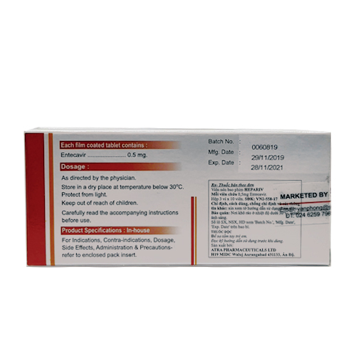 Thuốc Hepariv – Entecavir 0,5mg 
