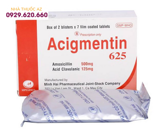 Acigmentin 625 thuốc kháng sinh điều trị viêm hô hấp